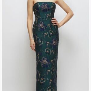 ALFRED SUNG Strapless Floral Dress